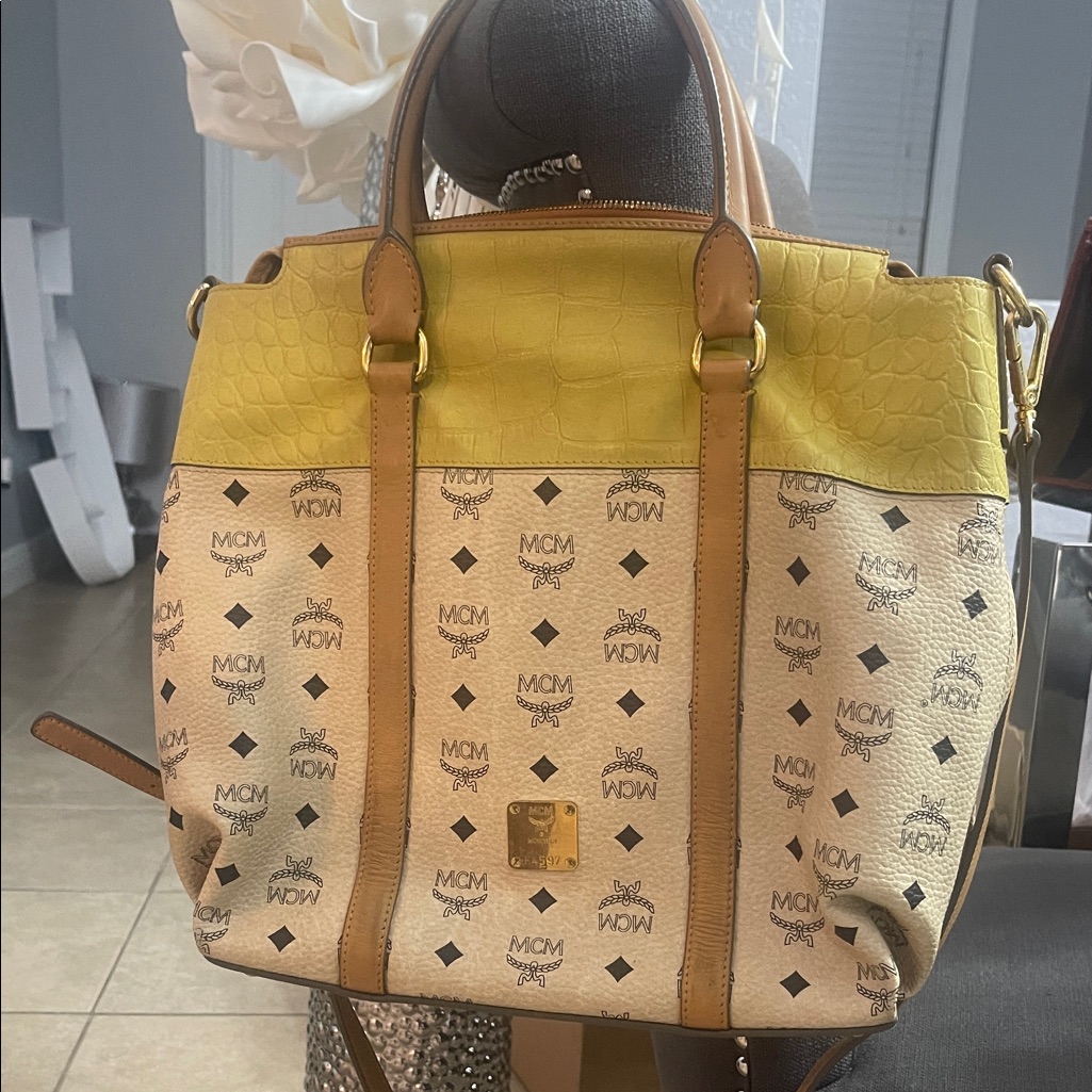 Mcm Mustard And Tan Shoulder Bag